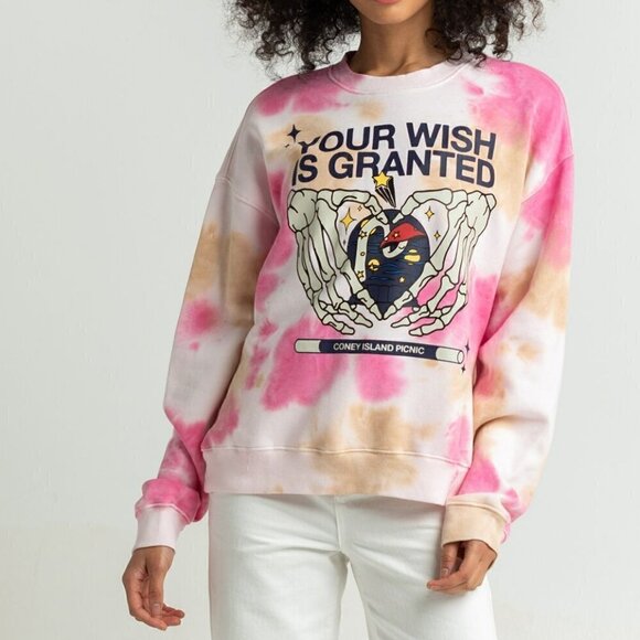 Coney Island Picnic Tops - NWT Coney Island Picnic Your Wish is Granted Oversized Tie Dye Sweatshirt S